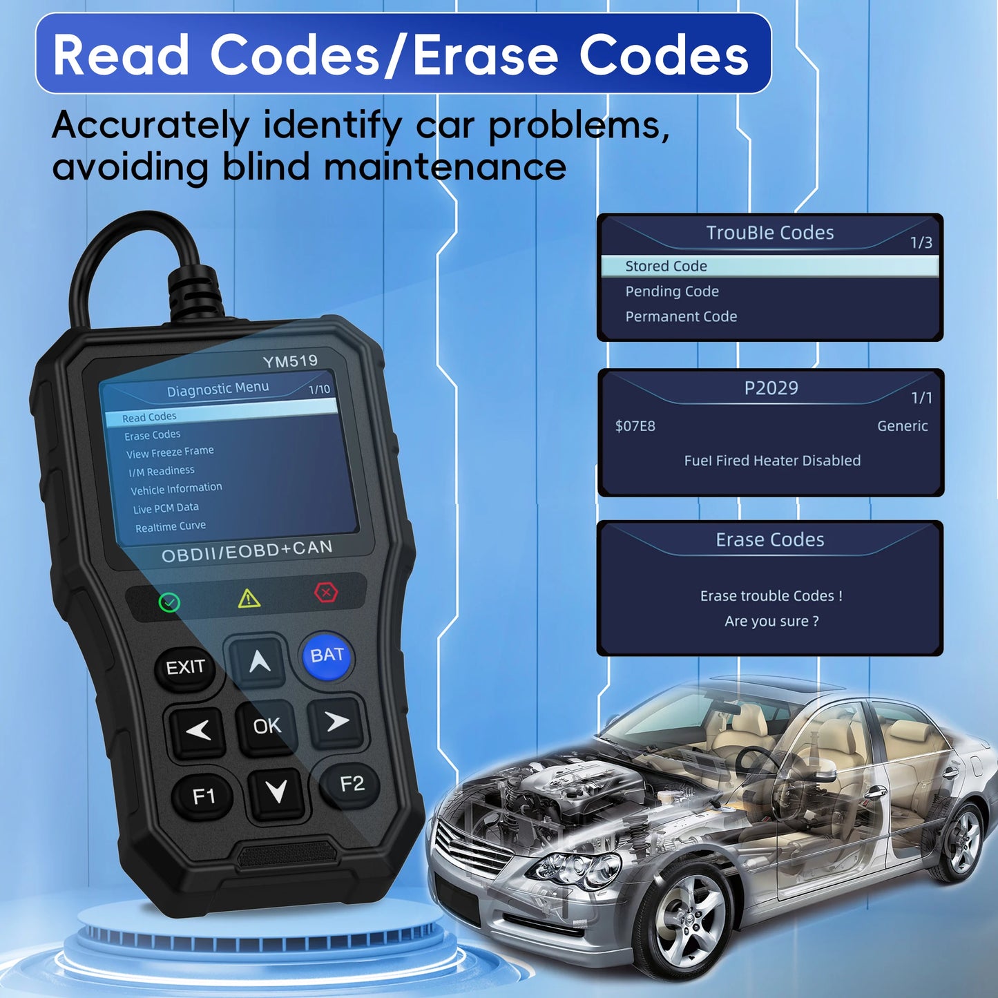 Professional OBD2 Scanner Diagnostic Tool Check Engine