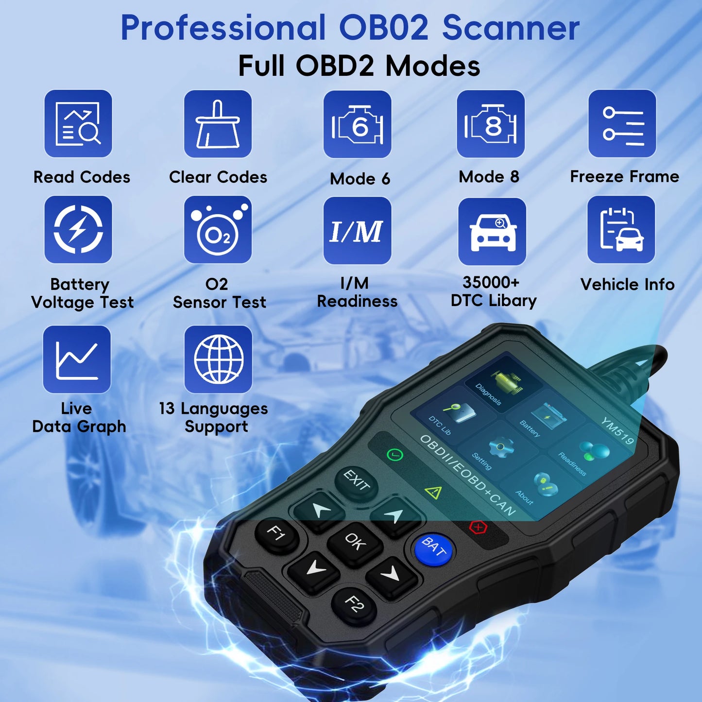 Professional OBD2 Scanner Diagnostic Tool Check Engine