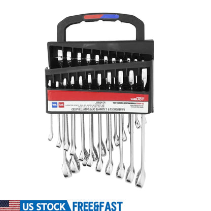 22-Piece Combination Wrench Set Metric SAE Chrome Vanadium