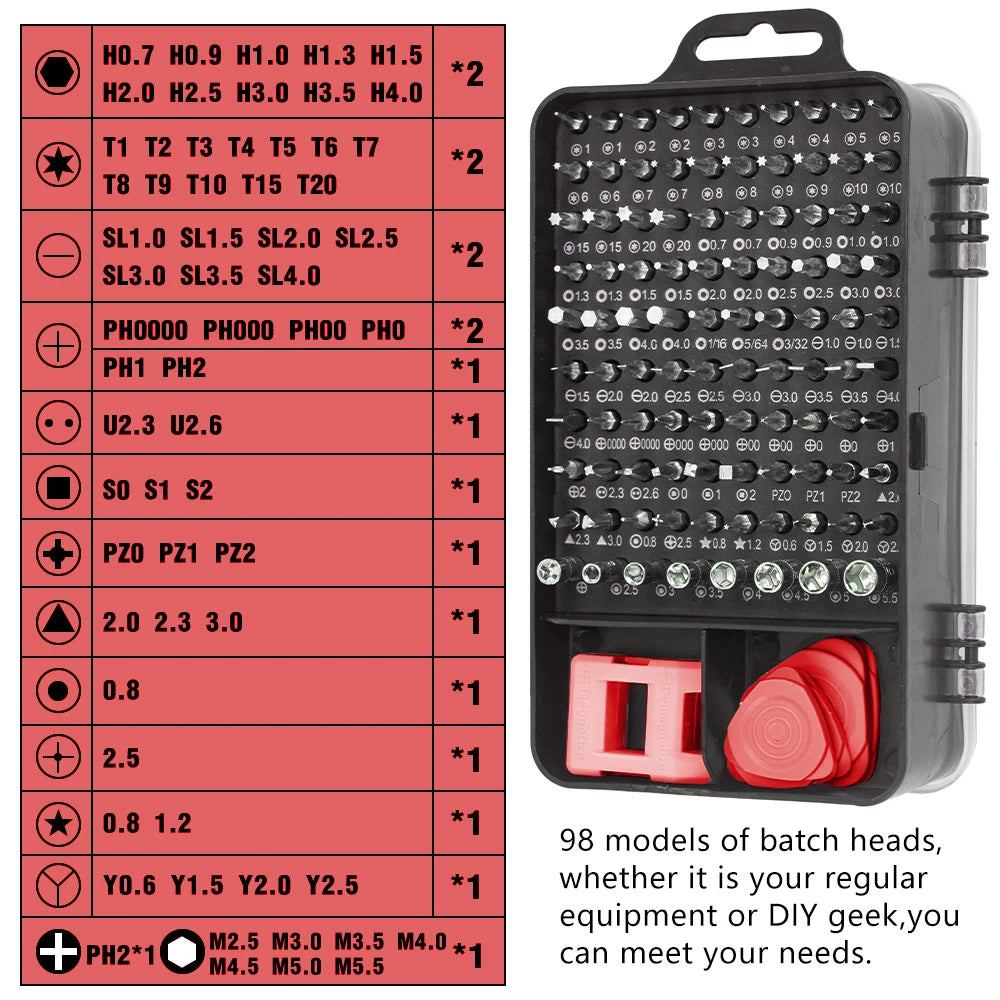 115 in 1 Precision Screwdriver Set Multifunctional Magnetic Repair