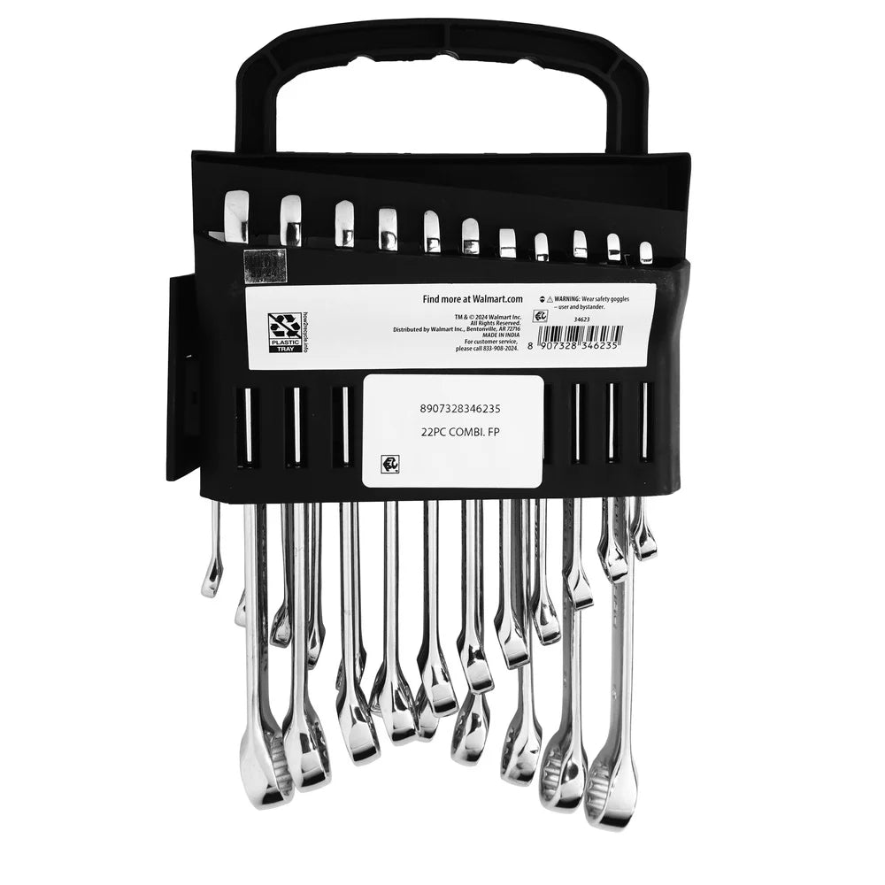 22-Piece Combination Wrench Set Metric SAE Chrome Vanadium